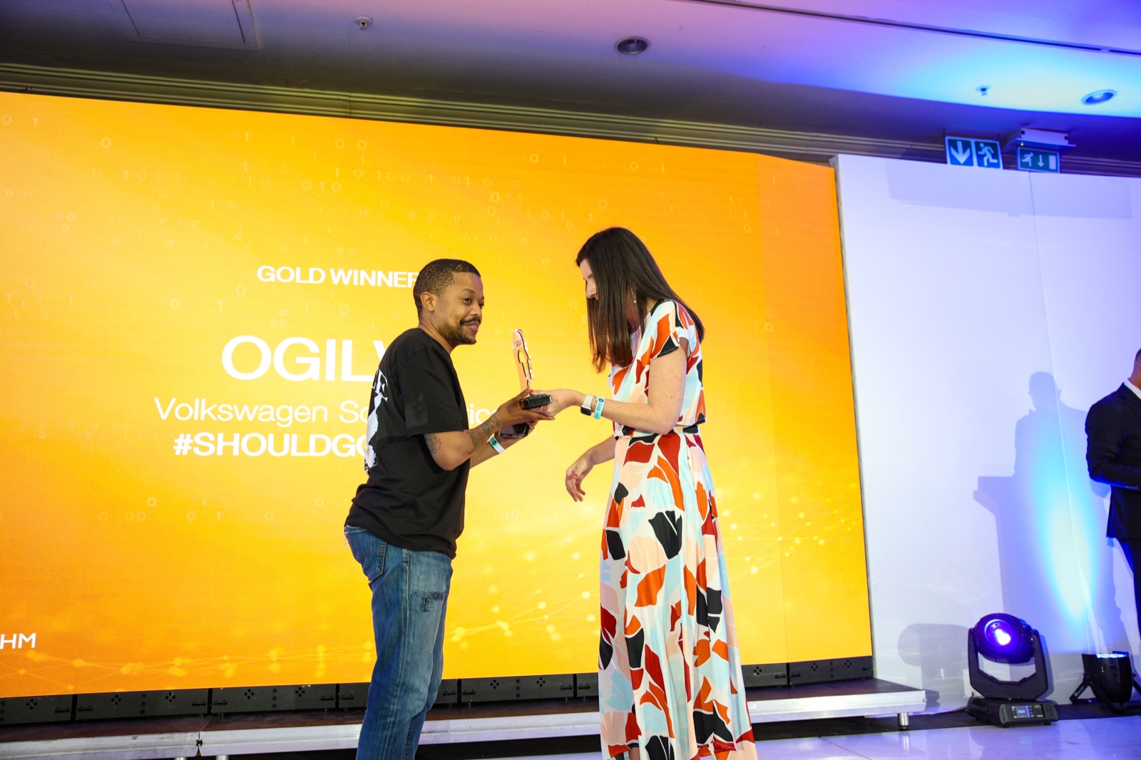 Sarah from Algorithm Agency receiving the Bronze award for Best Use of AI in a Marketing Campaign at the WesBank New Generation Awards 2025.
